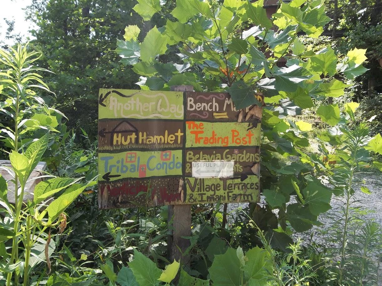 directional signs at Earthaven Ecovillage
